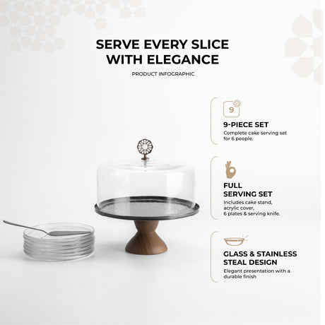 Nourhan - Cake Set (9-Pc) - Black Walnut