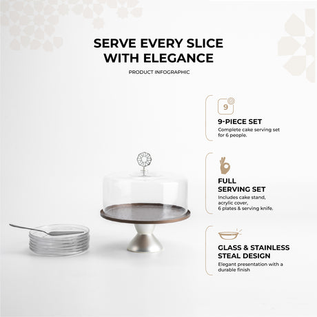Nourhan - Cake Set (9-Pc) - Bronze & silver