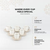 Nourhan - Espresso/Turkish Coffee Set (12-Pc) - Beige & Silver