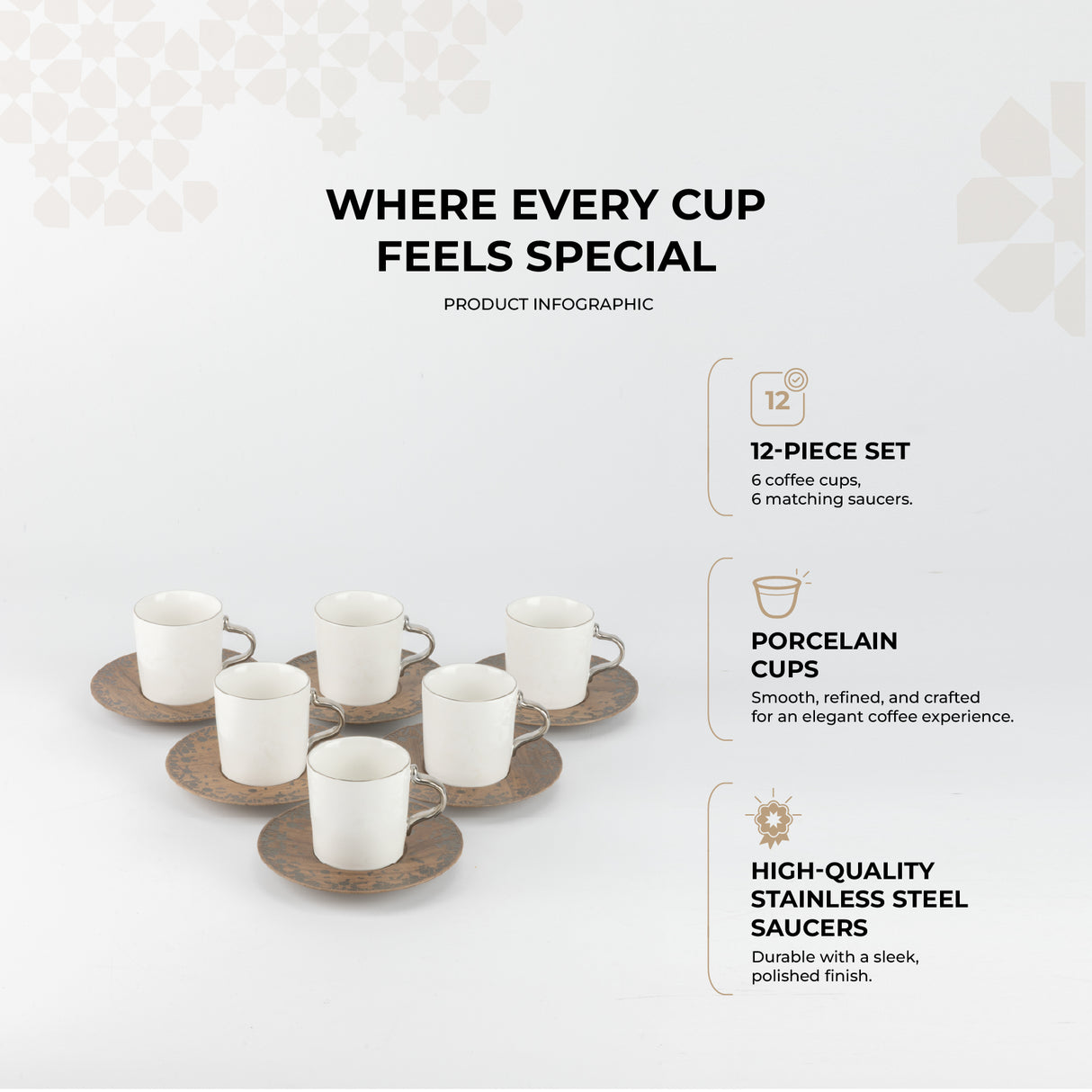Nourhan - Espresso/Turkish Coffee Set (12-Pc) - Black Walnut