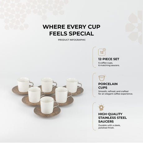 Nourhan - Espresso/Turkish Coffee Set (12-Pc) - Black Walnut