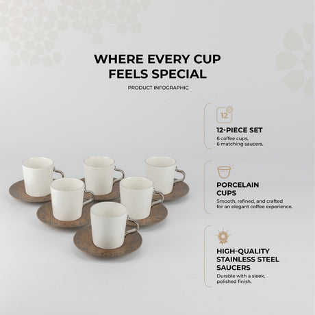 Nourhan - Cappuccino Set (12-Pc) - Black Walnut