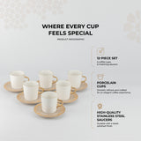 Nourhan - Cappuccino Set (12-Pc) - Gold & Beige