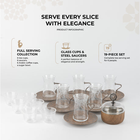 Nourhan -  Tea Set (19-Pc) - Black Walnut