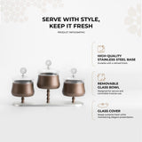 Nourhan - Triple Bowl Serving Set - Bronze & Silver