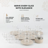 Nourhan -  Tea Set (19-Pc) - Beige & Silver