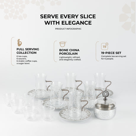 Nourhan -  Tea Set (19-Pc) - Silver