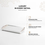 Nourhan- Serving Tray - Matt silver & beige
