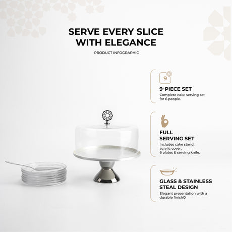 Nourhan - Cake Set (9-Pc) - Silver