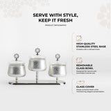Nourhan - Triple Bowl Serving Set - Silver