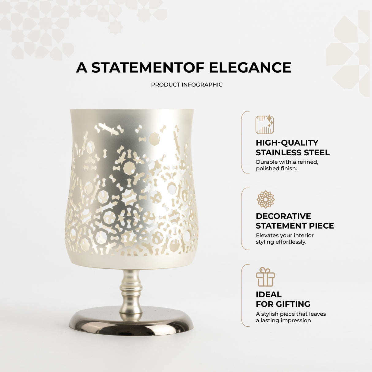 Nourhan - Large Candle Holder - Silver