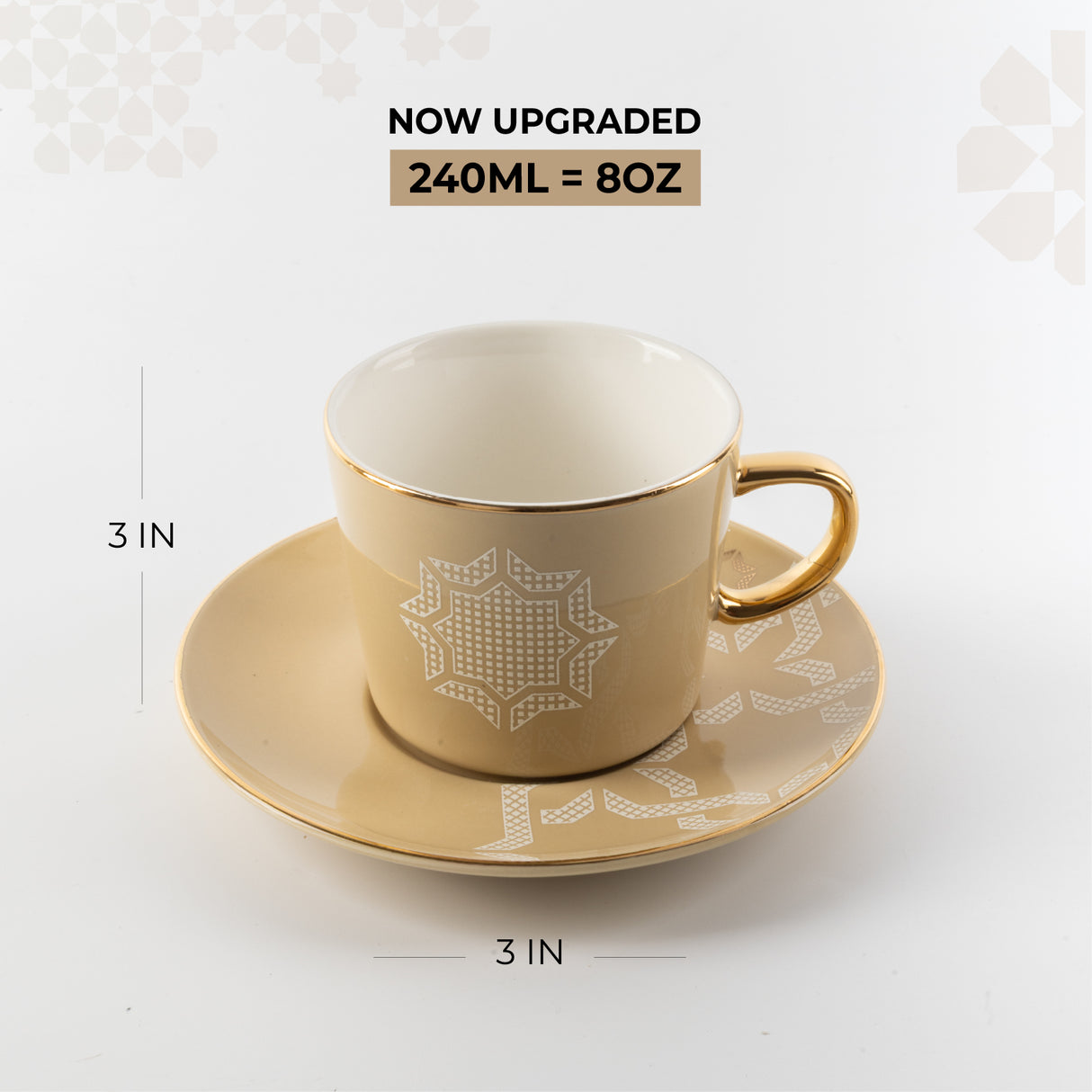 Octara - Cappuccino Set (12-Pc) - Ivory & Gold