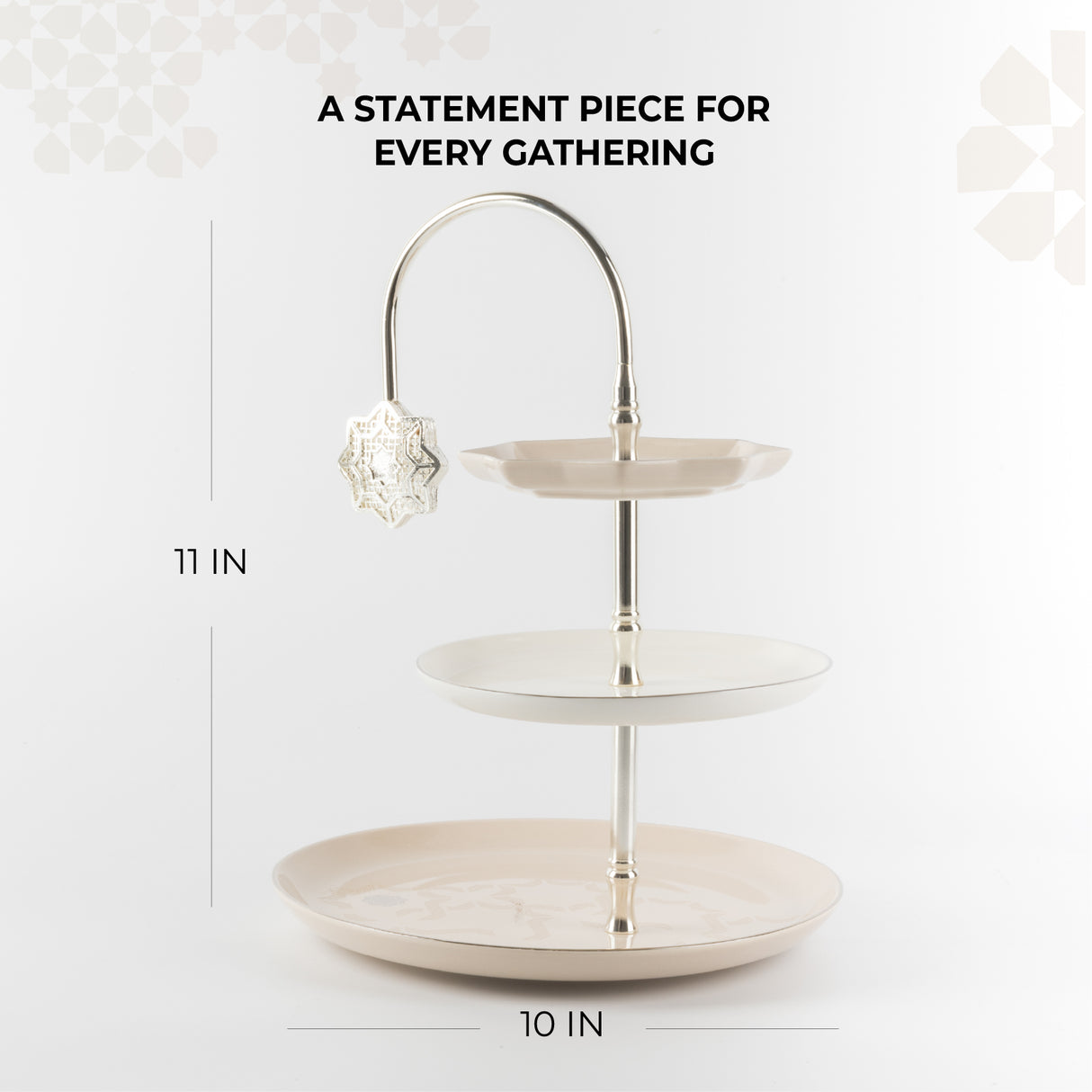 Octara - 3 Tier Plate - Beige & Silver