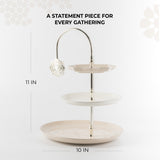 Octara - 3 Tier Plate - Beige & Silver