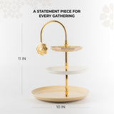 Octara - 3 Tier Plate - Ivory & Gold