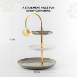 Octara - 3 Tier Plate - Grey & Gold