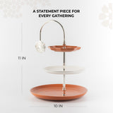 Octara - 3 Tier Plate - Orange & Silver