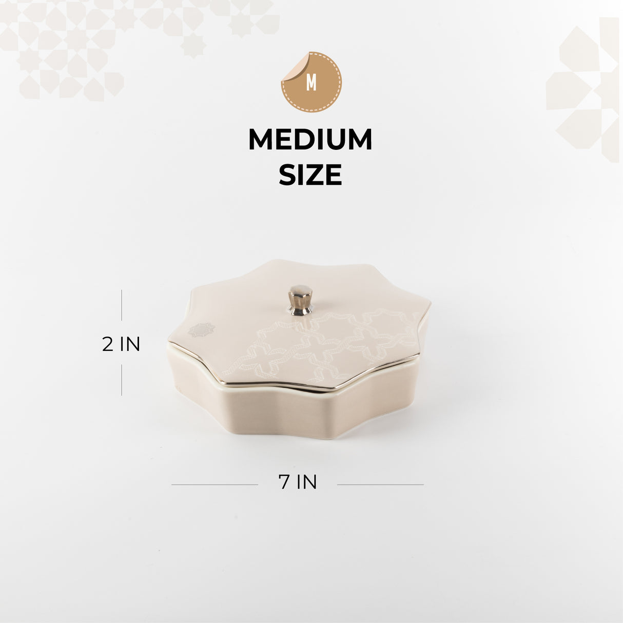 Octara - Medium Decorative Canister - Beige & Silver