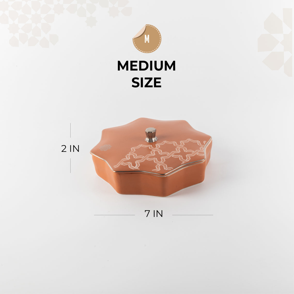 Octara - Medium Decorative Canister - Orange & Silver
