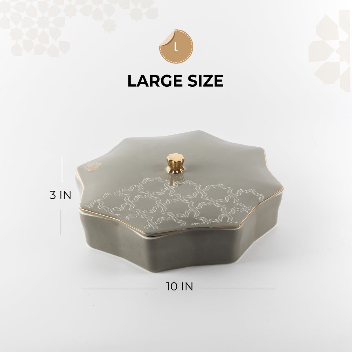 Octara - Large Decorative Canister - Grey & Gold