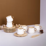 Dunes - Cappuccino Cups (12-Pc)- Ivory & Gold