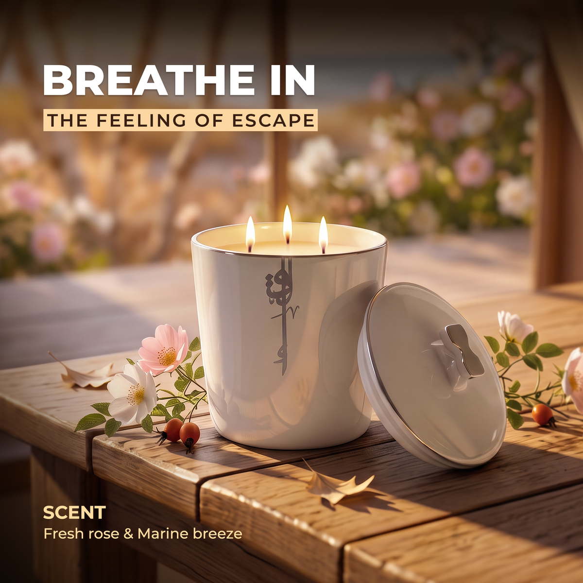 Liqaa - Large Candle|Rose Marine - Pearl Silver