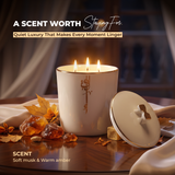 Liqaa - Large Candle|Musky Amber - Pearl Gold