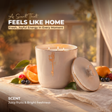Liqaa - Medium Candle|Fruit Basket - Beige & Gold