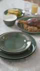 Liqa'a - Dinner Set (18-Pc) - Olive Green  & Gold
