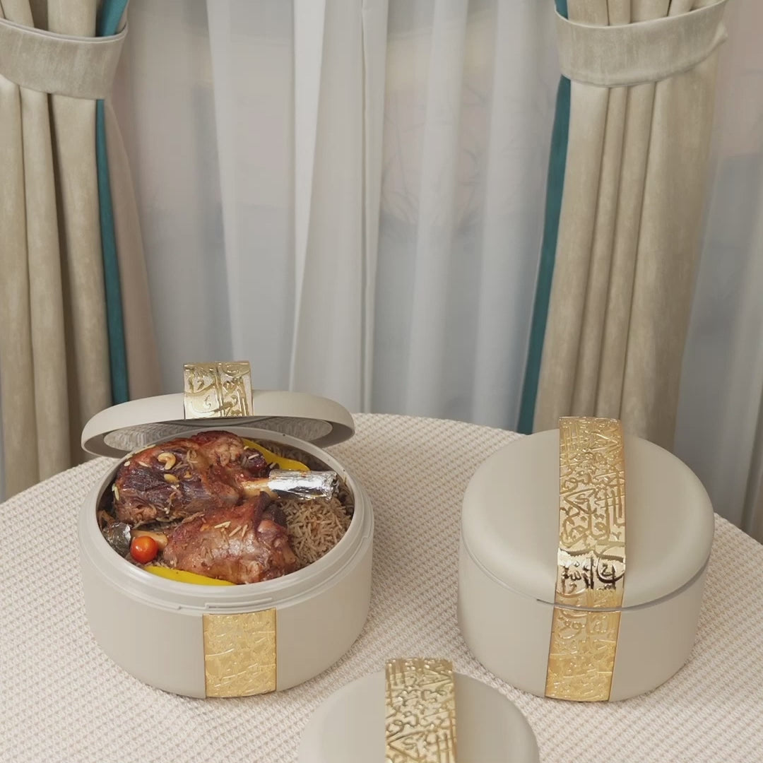 Noor - Food Thermos/ Warm Serv (Set of 3)- Beige & Gold – Otantik Home