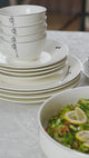 Liqa'a - Dinner Set (18-Pc) - Pearl White & Silver