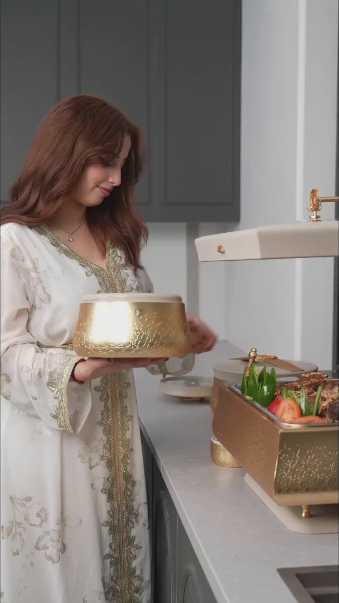 Nourhan - Food Thermos/ Warm Serv (Set of 3) - Gold & Beige