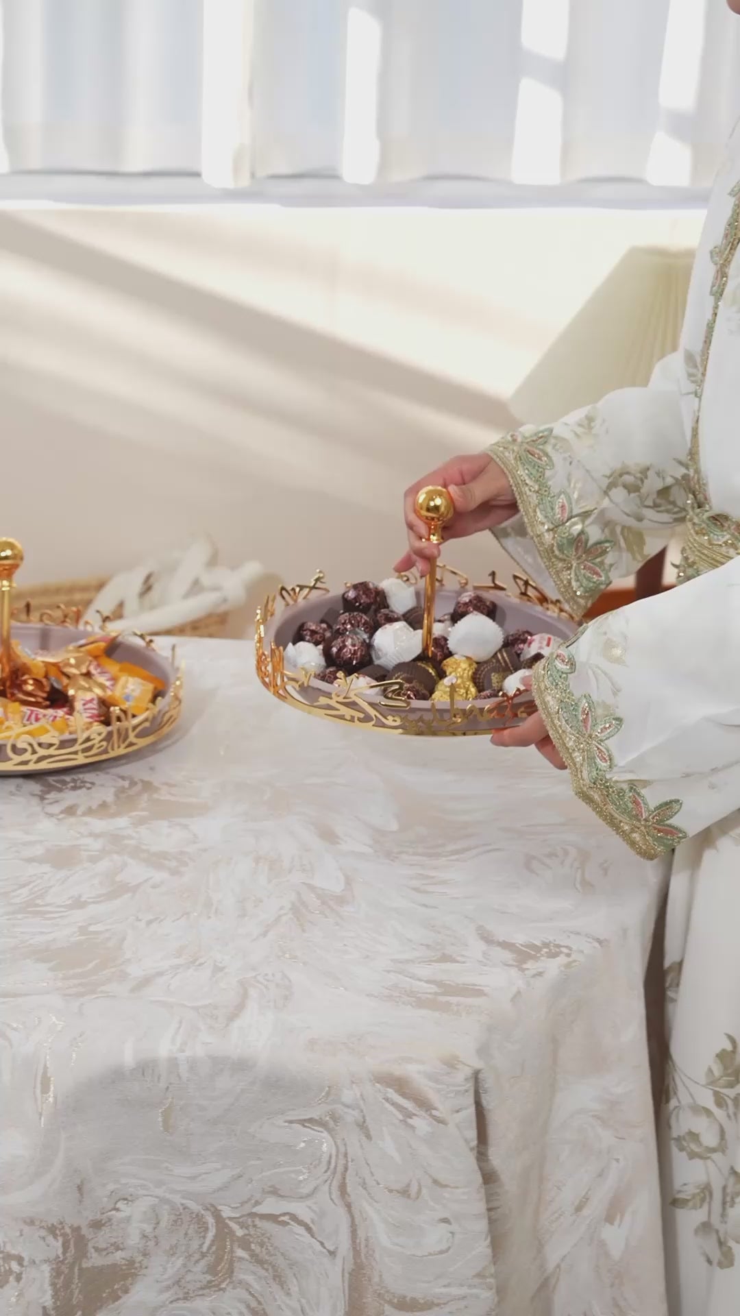 Jiwar - Medium Serving Stand - Lavender & Gold