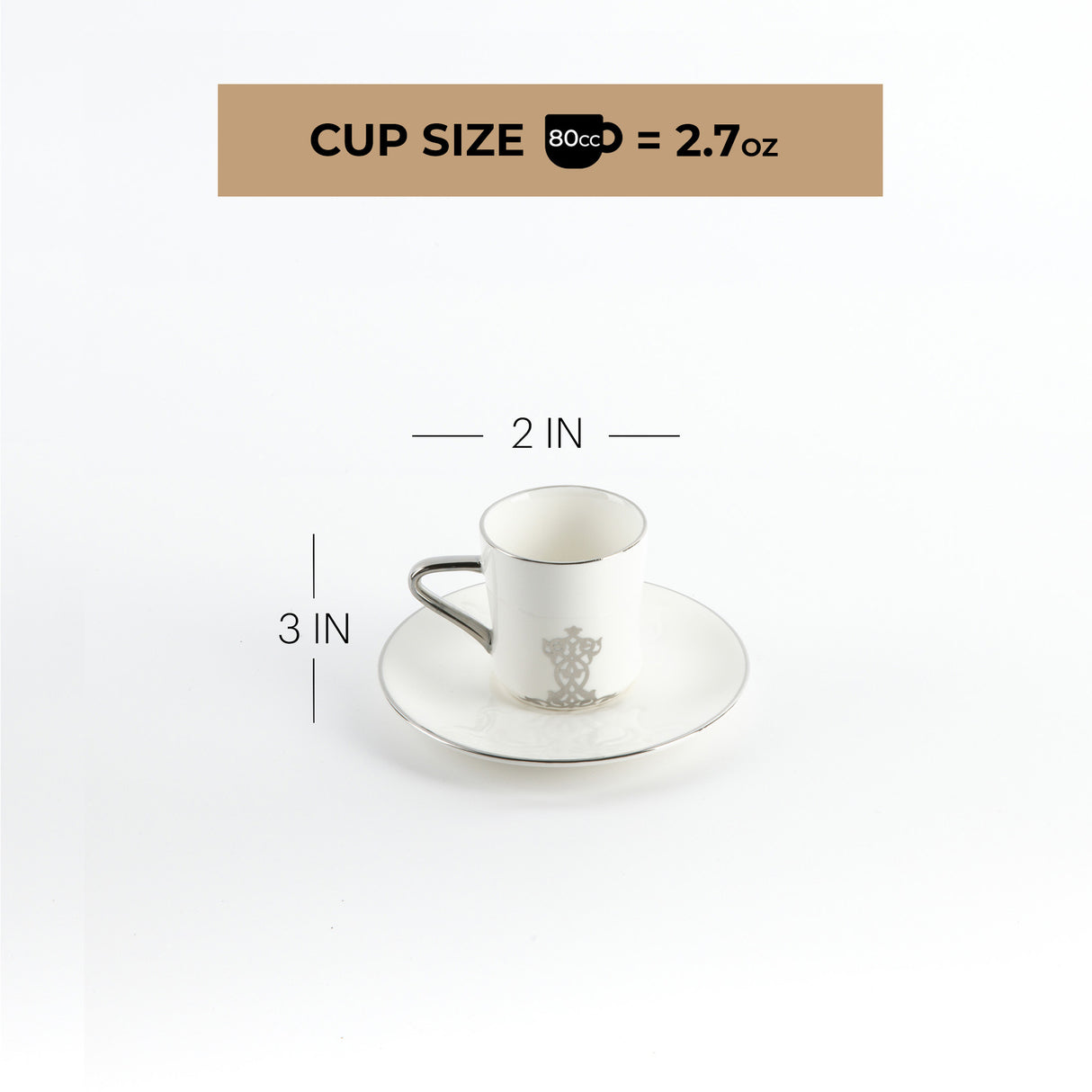 Naqsh - Espresso/Turkish Coffee Set (12-Pc)-White & Silver