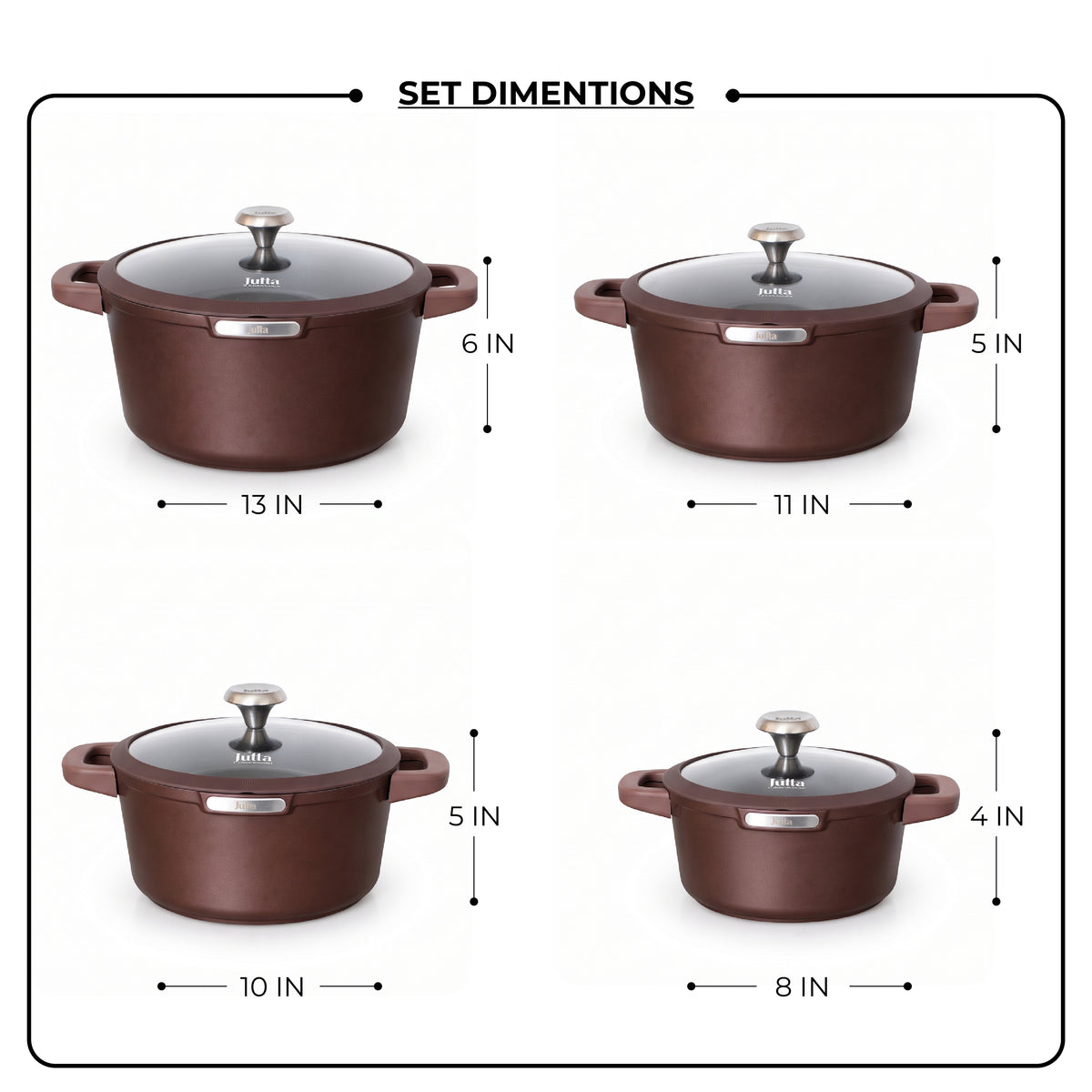 Julia Elite Mocha 8-Piece Nonstick Cookware Set – Mocha