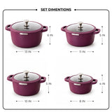 Julia Elite Berry 8-Piece Nonstick Cookware Set – Berry