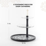 Sidrah - 3 Tier Plate - Midnight Silver