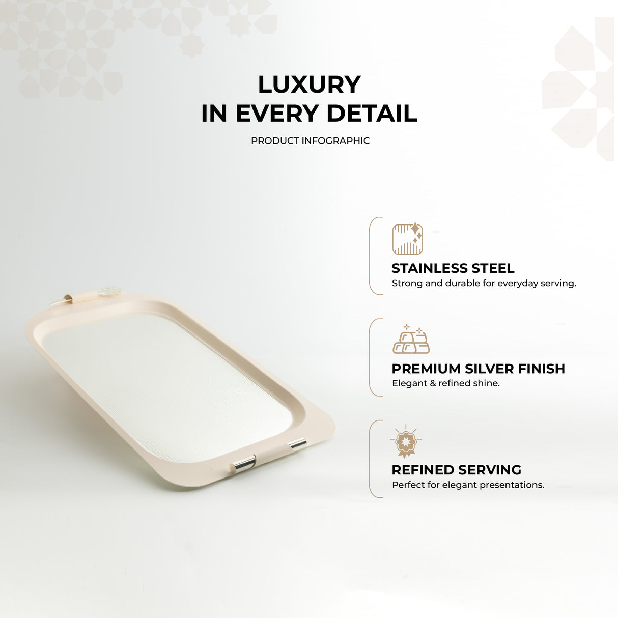 Mirral - Serving Tray - White & Silver