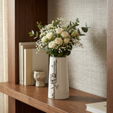 Liqa'a - Medium Decorative Vase - Pearl White & Silver