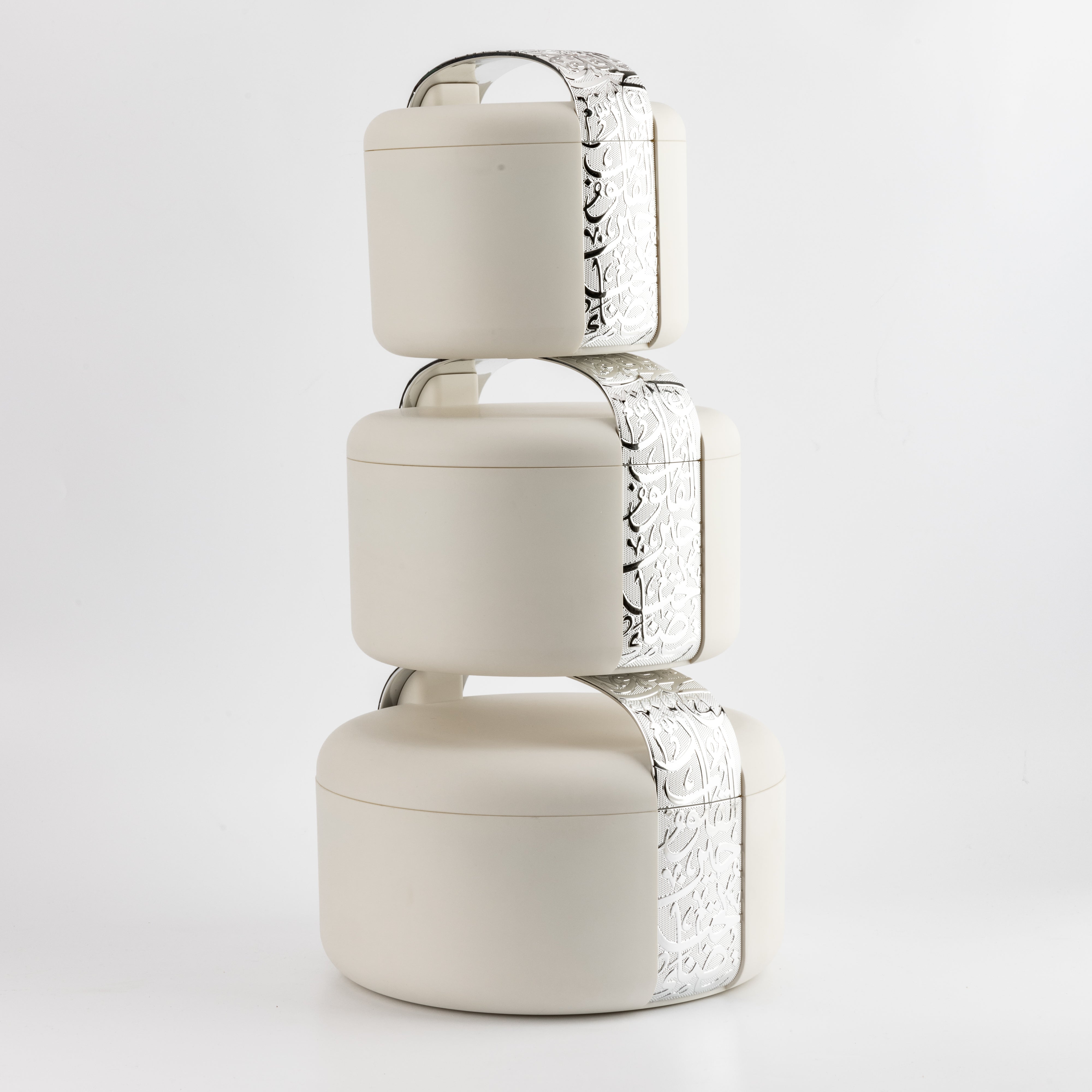 家具 yumemiruakko Noor - Food Thermos/ Warm Serv (Set of 3) - White & Silver
