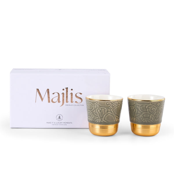 Luxury Majlis - Tazas de café expreso (juego de 2) - Gris brillante