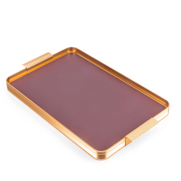 Stylish Lilac - Serving Stainless Steel Tray - Purple & Gold