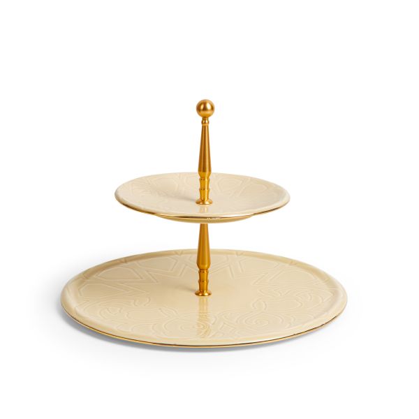 Luxury Majlis - 2-Tier Serving Platter - Beige & Gold