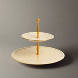 Luxury Majlis - 2-Tier Serving Platter - Beige & Gold