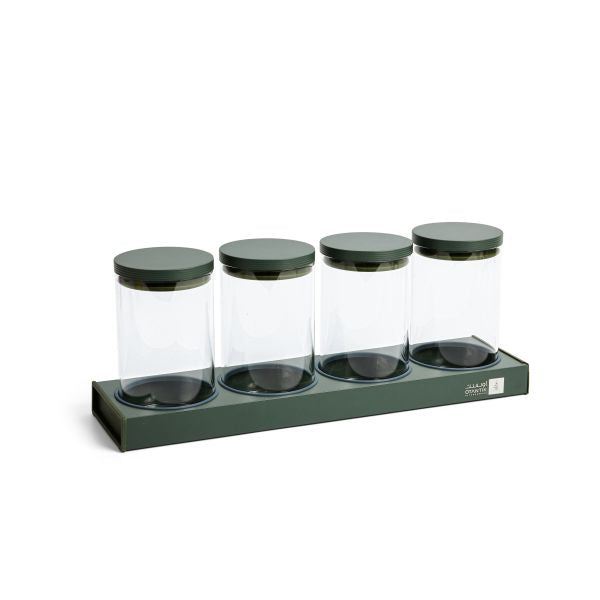 Luxury Majlis - 4 Jar Spice Rack - Green & Gold