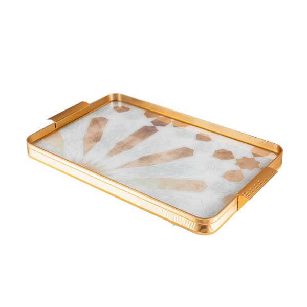 Amal - Stainless Steel Tray - Beige & Gold