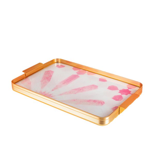 Amal - Stainless Steel Tray - Pink & Gold