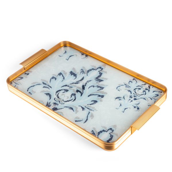 Classy Harir - Stainless Steel Tray - Blue & Gold