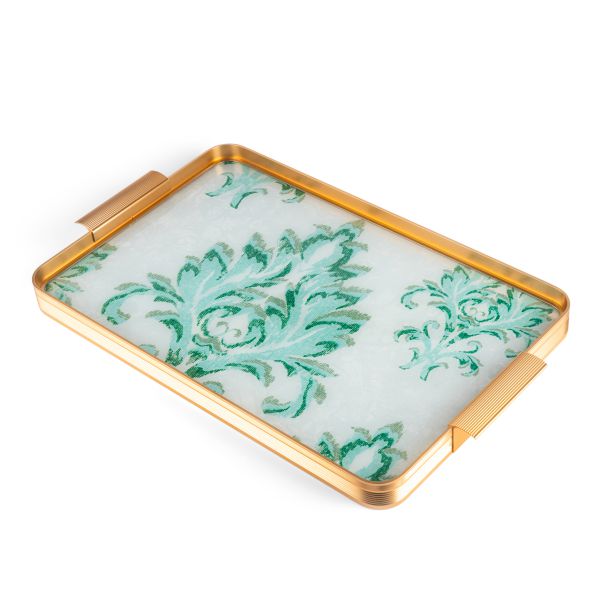 Classy Harir -  Stainless Steel Tray  - Green & Gold