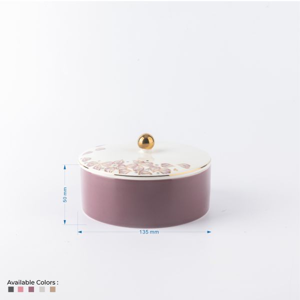 Lila elegante - Recipiente/servidor pequeño decorativo - Beige y dorado